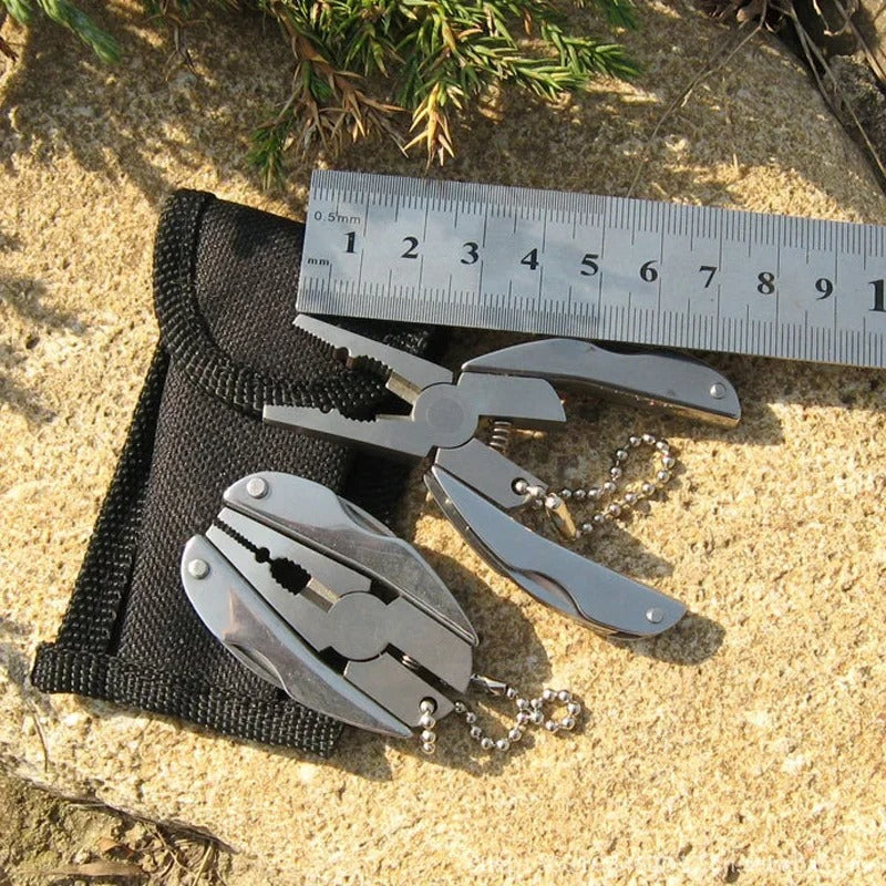 Folding Plier Stainless Steel Foldaway Knife Keychain Screwdriver