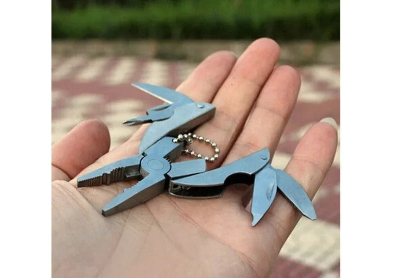 Folding Plier Stainless Steel Foldaway Knife Keychain Screwdriver